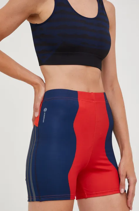 Kratke hlače za trčanje adidas Performance Marimekko za žene, boja: crvena, s uzorkom, visoki struk
