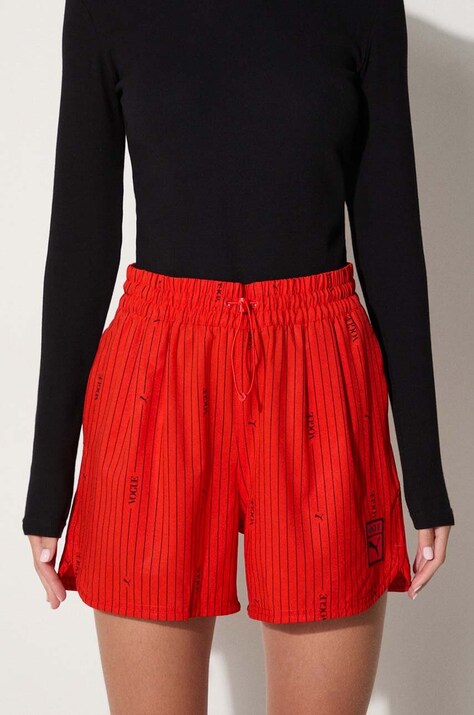 Puma szorty treningowe x VOGUE damskie kolor czerwony wzorzyste high waist 534693-95