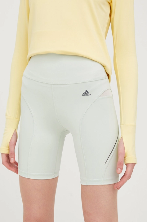 adidas Performance szorty treningowe HIIT 45 Seconds damskie kolor zielony gładkie high waist