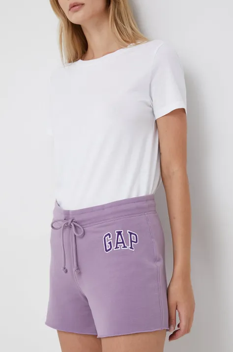 GAP szorty damskie kolor fioletowy z aplikacją high waist