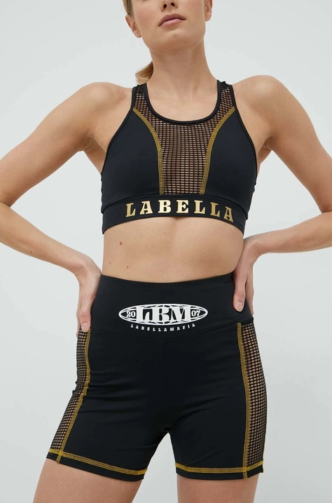 Тренировочные шорты LaBellaMafia Boxer женские цвет чёрный с принтом высокая посадка