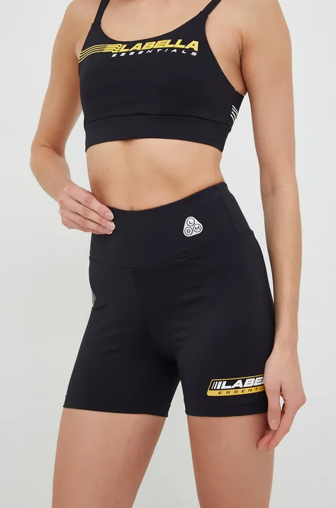 LaBellaMafia szorty treningowe Essentials damskie kolor czarny z nadrukiem high waist
