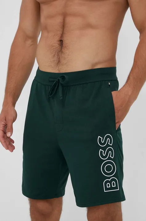 Homewear kratke hlače BOSS boja: zelena, melanž