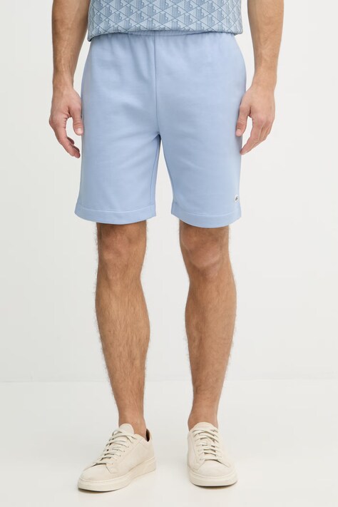 Lacoste szorty dresowe męskie z bawełną niebieskie regular waist GH9627