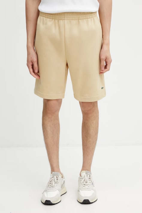 Lacoste szorty dresowe z bawełną męskie beżowe regular waist GH9627