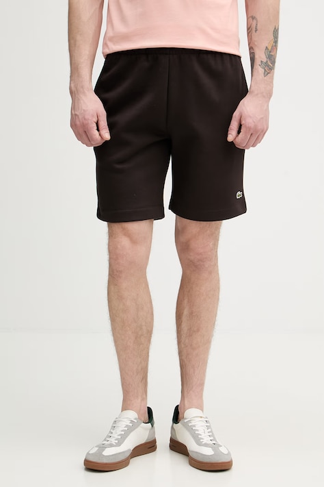 Lacoste szorty dresowe męskie z bawełną brązowe regular waist GH9627