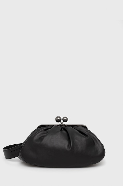 Weekend Max Mara Δερμάτινη τσάντα ώμου Weekend Max Mara χρώμα: μαύρο