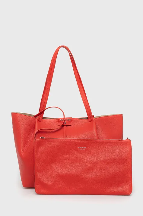 Δερμάτινη τσάντα Patrizia Pepe χρώμα: κόκκινο
