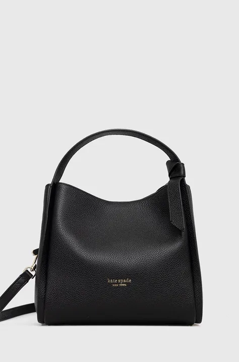 Usnjena torbica Kate Spade črna barva