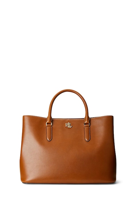 Δερμάτινη τσάντα Lauren Ralph Lauren χρώμα: καφέ