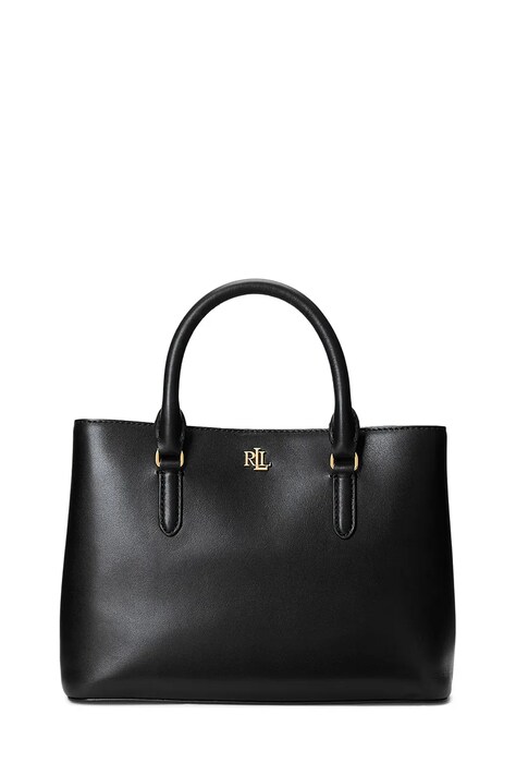 Lauren Ralph poșetă de piele culoarea negru 431877000000