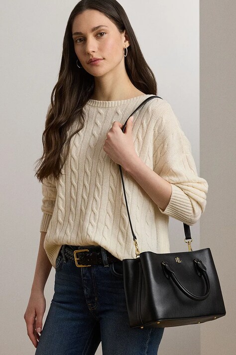 Шкіряна сумочка Lauren Ralph Lauren — AW22-TOD0KD, чорний — фото 7