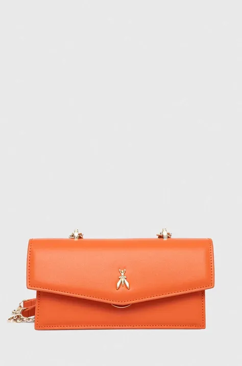 Usnjena torbica Patrizia Pepe oranžna barva