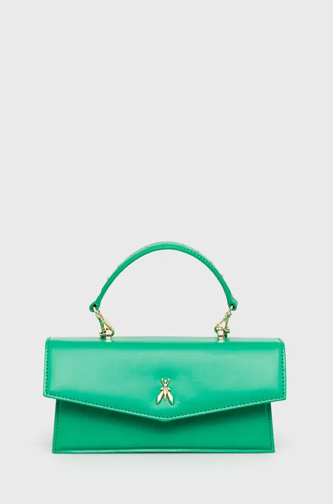 Usnjena torbica Patrizia Pepe zelena barva