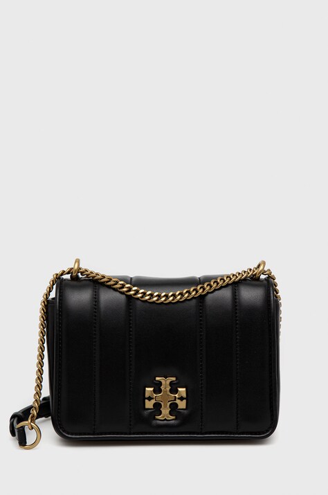 Kožená kabelka Tory Burch černá barva