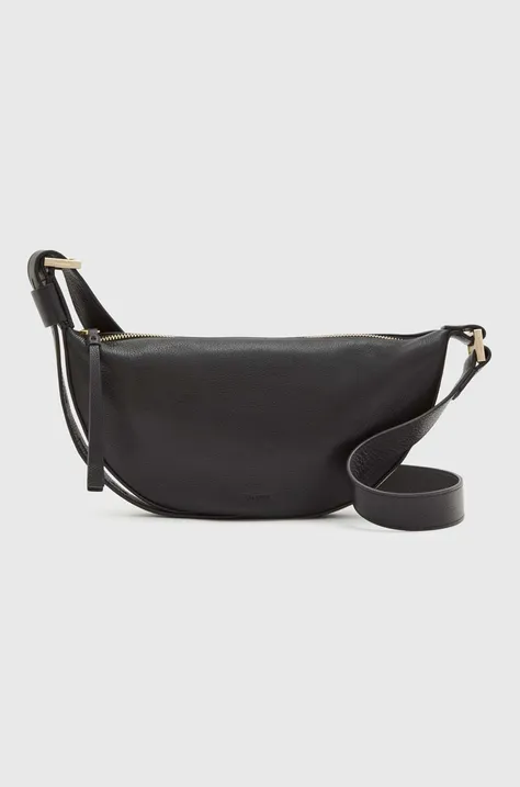 Kožená kabelka AllSaints čierna farba