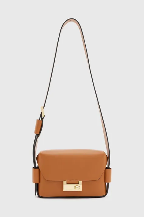 Δερμάτινη τσάντα AllSaints χρώμα: καφέ