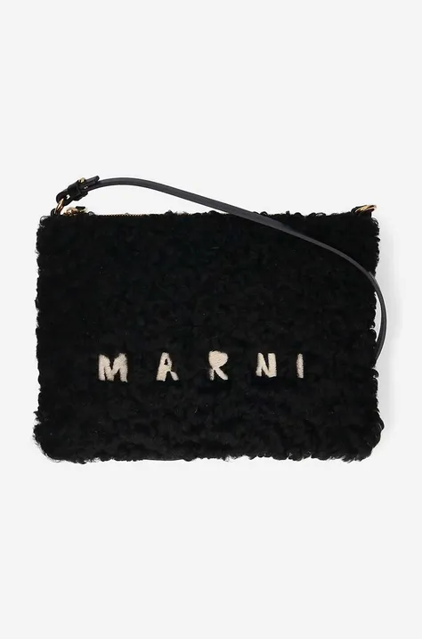 Τσάντα Marni Pochette χρώμα: μαύρο