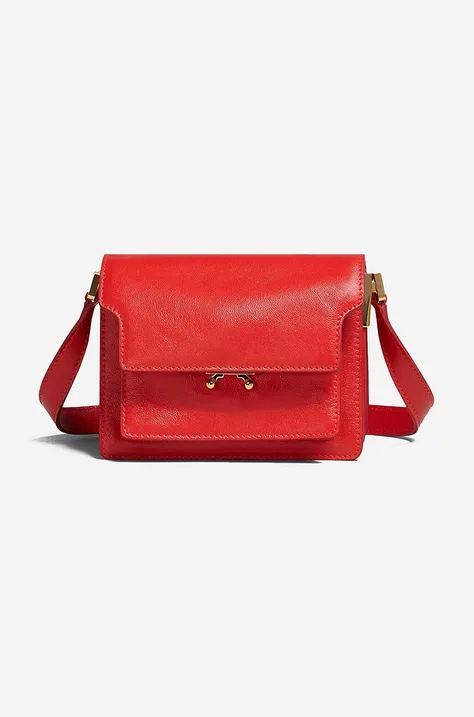 Kožená kabelka Marni Shoulder Bag SBMP0075Y0 P2644 červená barva, SBMP0075Y0.P2644