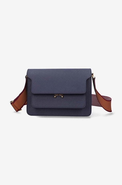 Marni leather handbag navy blue color