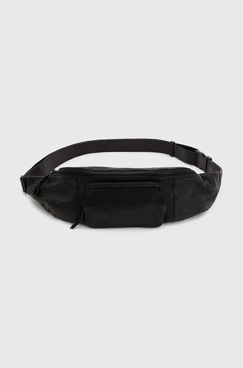 Δερμάτινη τσάντα φάκελος AllSaints χρώμα: μαύρο