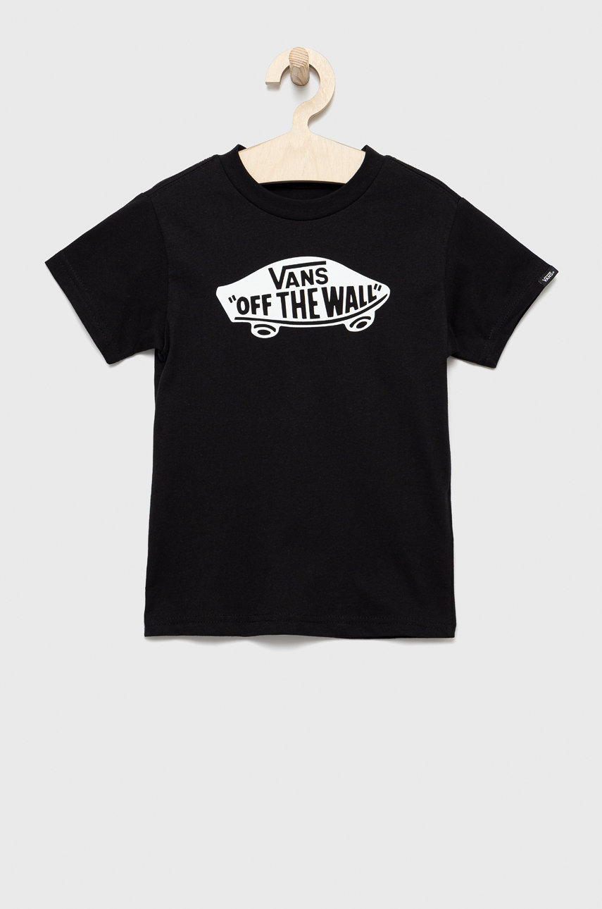 Vans t-shirt bawełniany dziecięcy kolor czarny z nadrukiem