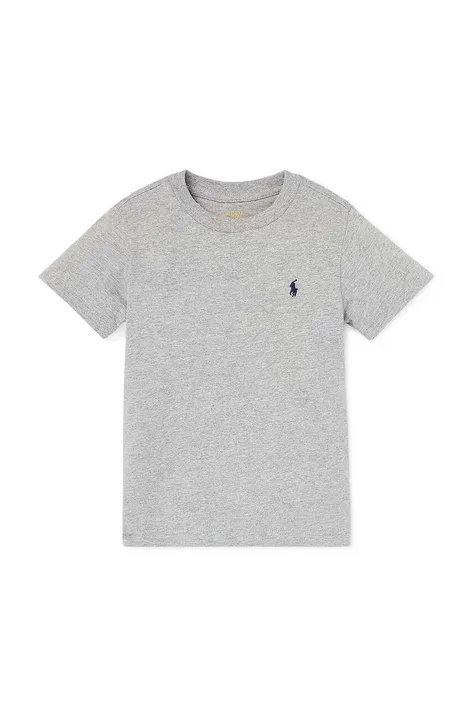Детская хлопковая футболка Polo Ralph Lauren цвет серый меланж