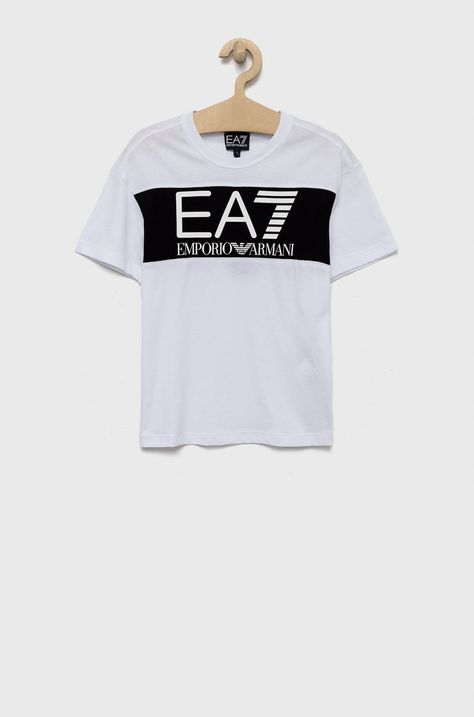 Детска памучна тениска EA7 Emporio Armani