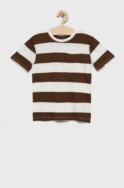 Tom Tailor t-shirt bawełniany dziecięcy kolor brązowy wzorzysty