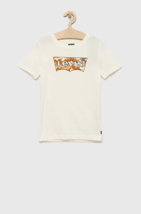 Levi's t-shirt bawełniany dziecięcy kolor beżowy z nadrukiem