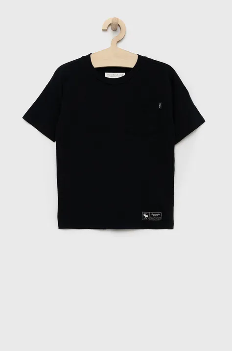 Abercrombie & Fitch t-shirt bawełniany dziecięcy kolor czarny gładki