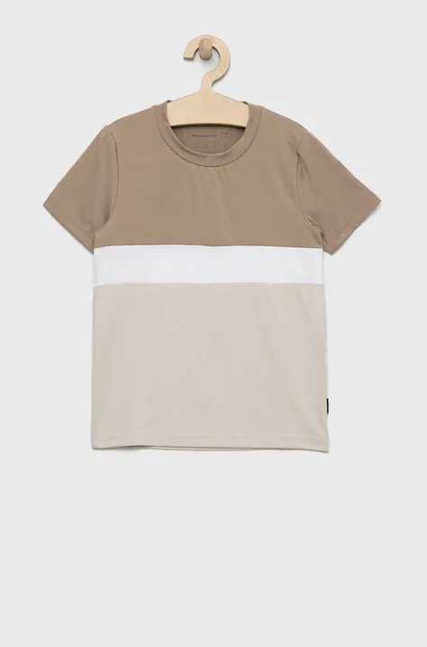 Abercrombie & Fitch t-shirt dziecięcy kolor beżowy gładki