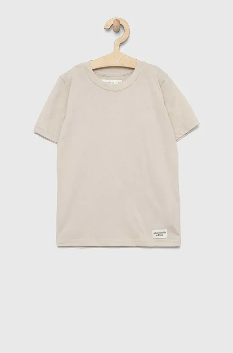 Abercrombie & Fitch t-shirt dziecięcy kolor beżowy z nadrukiem
