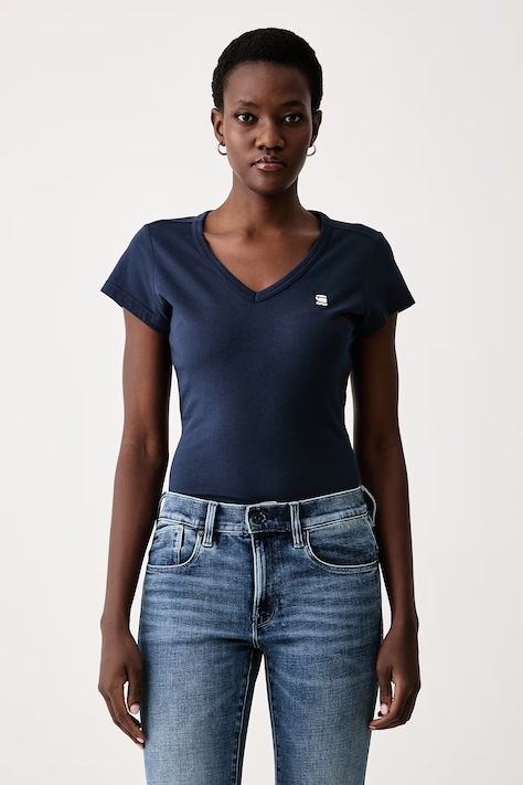 G-Star Tricou basic pentru femei din bumbac bleumarin