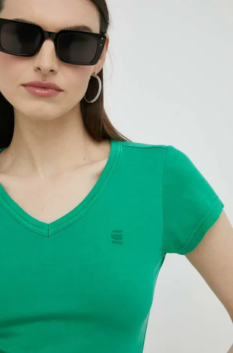 Хлопковая футболка G-Star Raw женский цвет зелёный