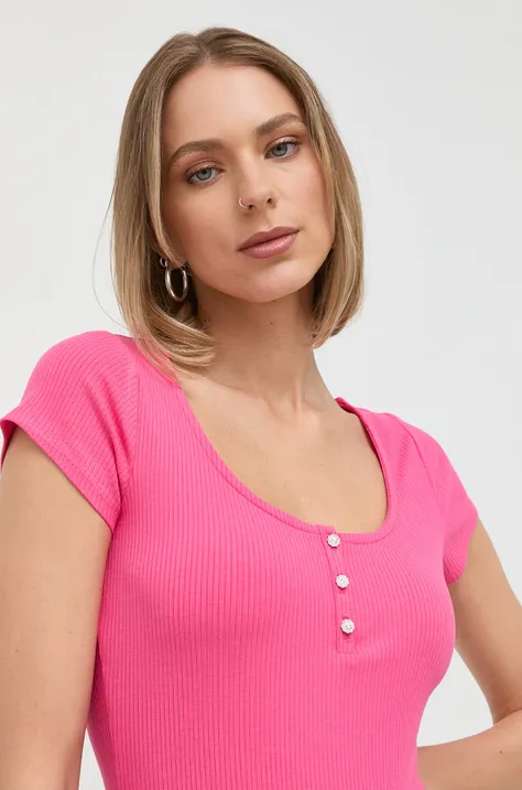 Tričko Guess KARLEE dámsky, ružová farba, W2YP24 KBCO2