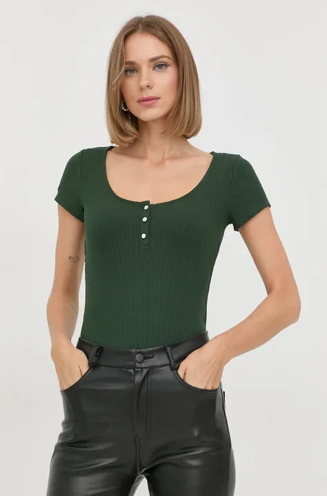 Majica kratkih rukava Guess za žene, boja: zelena