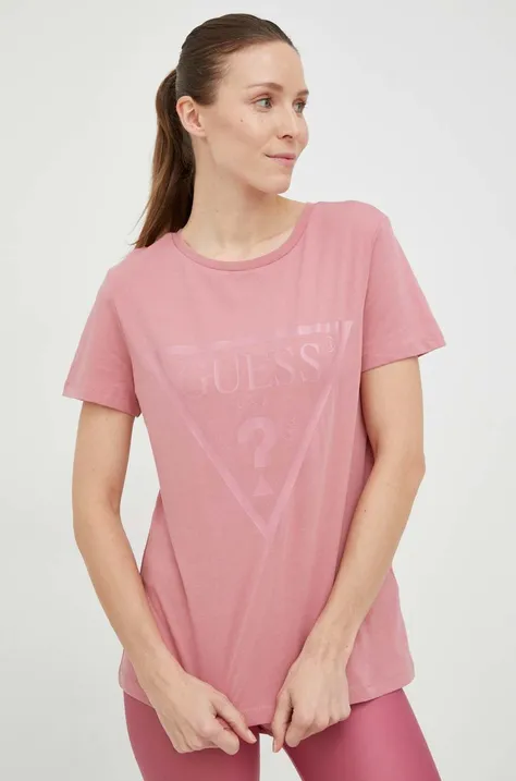 Bavlnené tričko Guess ADELE ružová farba,, V2YI07 K8HM0