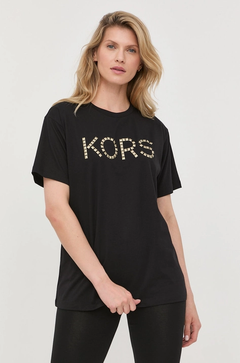 MICHAEL Michael Kors t-shirt bawełniany MU250SI97J kolor czarny