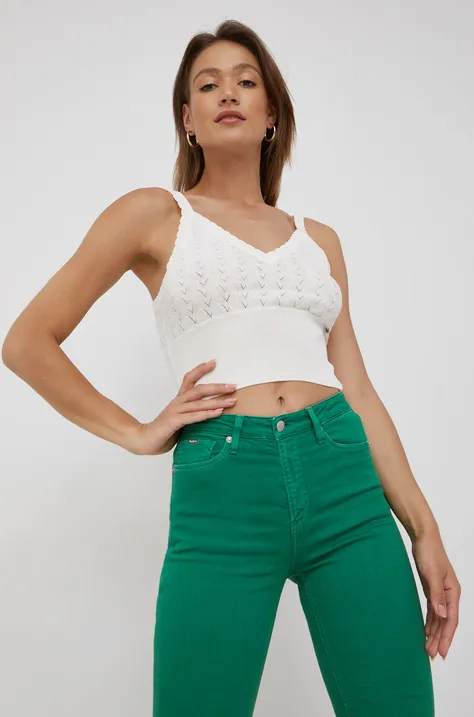 Pepe Jeans top femei, culoarea alb