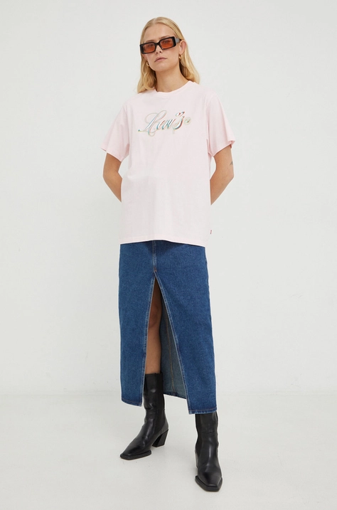 Levi's tricou din bumbac culoarea roz