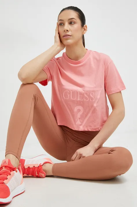 Бавовняна футболка Guess колір рожевий