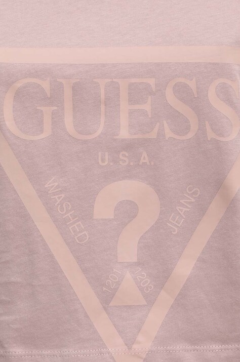 Бавовняна футболка Guess ADELE — AW22-TSD0MO, коричневий — фото 5