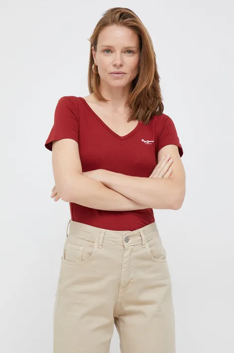 Βαμβακερό μπλουζάκι Pepe Jeans χρώμα: κόκκινο