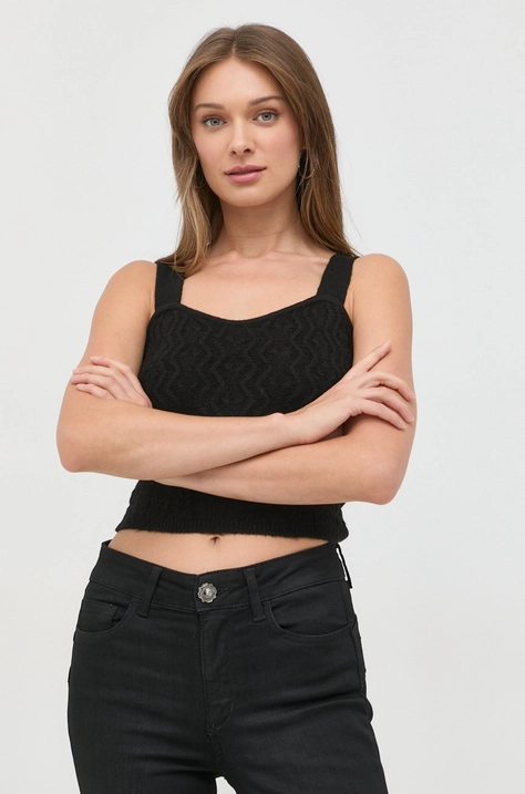 Guess tricou din amestec de lana culoarea negru