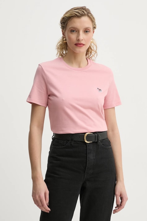 Bavlněné tričko PS Paul Smith růžová barva