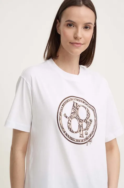 Βαμβακερό μπλουζάκι Joop! γυναικεία, χρώμα: άσπρο