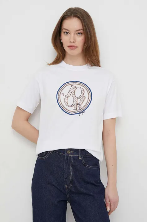 Βαμβακερό μπλουζάκι Joop! γυναικεία, χρώμα: άσπρο