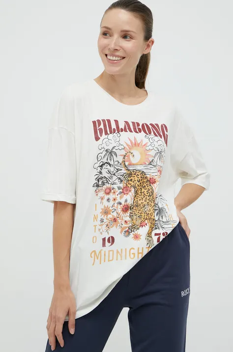 Billabong t-shirt bawełniany kolor beżowy