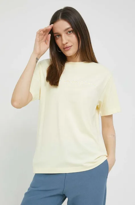 Βαμβακερό μπλουζάκι Champion χρώμα: κίτρινο